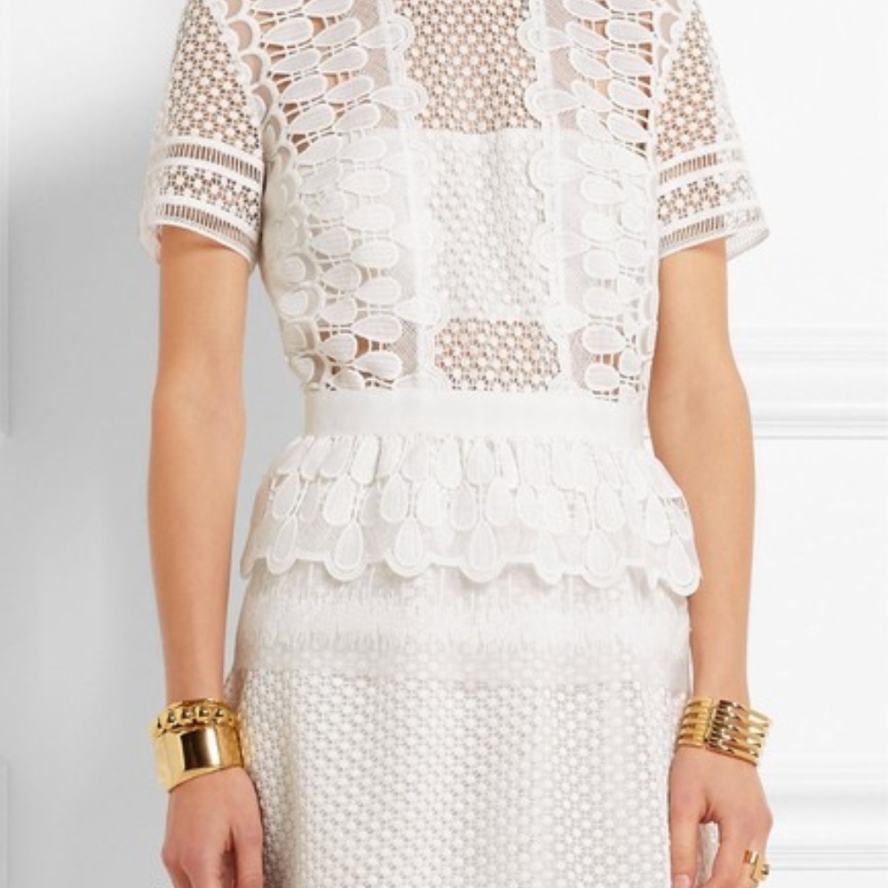 White Self-Portrait Embroidered Dress size 6